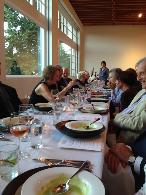 lumber room dinner guests at the table